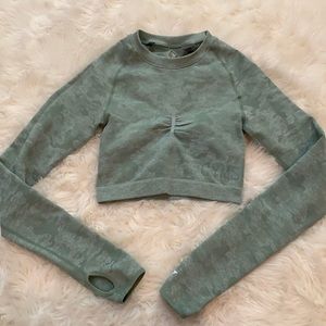 Sage green small Gymshark long sleeved crop top